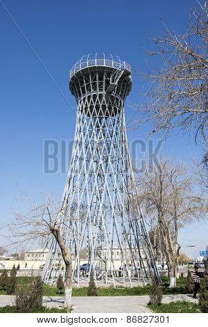 BUKHARA, UZBEKISTAN - MARCH 14, 2015: Old water tower. Built by the famous architect Vladimir Shukhov
