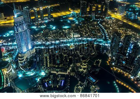 Address Hotel At Night In The Downtown Dubai Area Overlooks The Famous Dancing Fountains