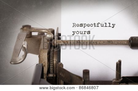 Vintage Inscription Made By Old Typewriter