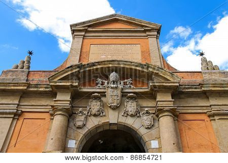 Coat Of Arms On The Ancient Gate Galliera (porta Galliera) In Bologna, Italy