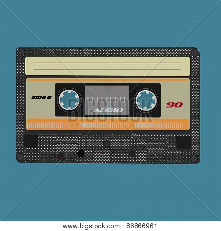 Retro audio cassete. Vintage color.