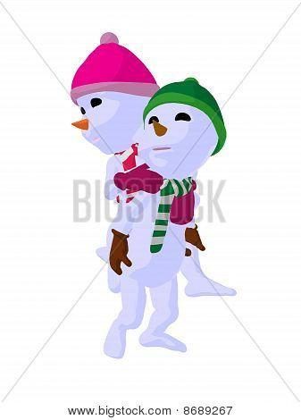 Snowboy und Snowgirl paar Art Illustration Silhouette