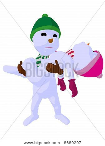 Snowboy und Snowgirl paar Art Illustration