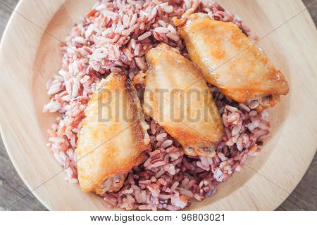 Grilled Chicken Wings With Multi Grains Berry Rice