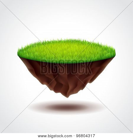 Floating Island With Green Grass Vector