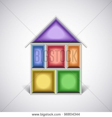 Colorful Empty House Rooms In Cut Vector