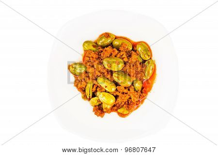 Sambal tumis petai, a popular traditional dish in Malaysia and Indonesia