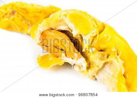 Small flat and soft seed with thick flesh of the Musang King durian variety