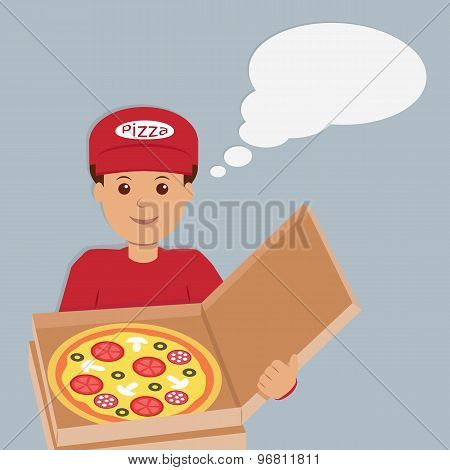 Isolated pizza deliveryman character.