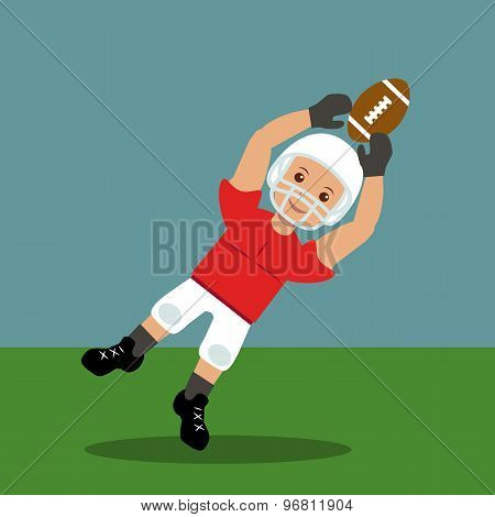 American football player catching a ball