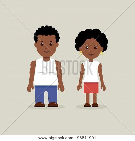 Young African American characters in casual clothes