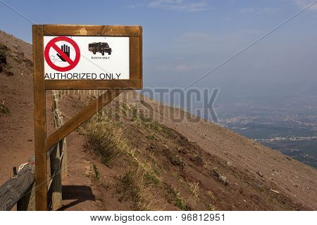 Sign In Vesuvius National Park In Italy