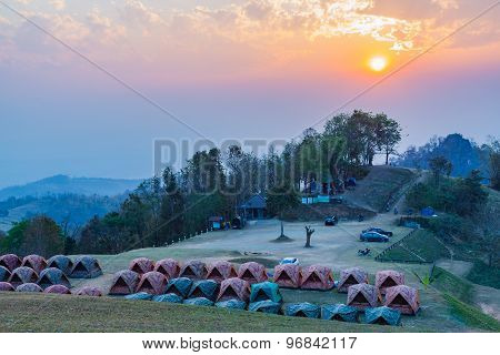 Sunset At Camping Area Of Doi Samer Dao