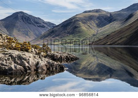 Stunning Landscape Of Wast Water And Lake District Peaks On Summer Day Reflected In Lake