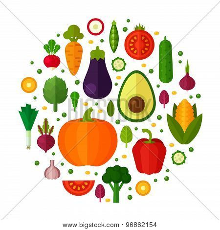 Concept Banners With Flat Vegetable Icons
