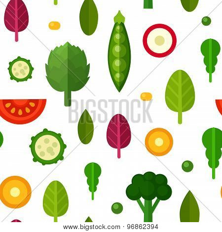 Flat Vegetables Seamless Pattern For Textile