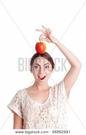 Pleasant young  girl apple