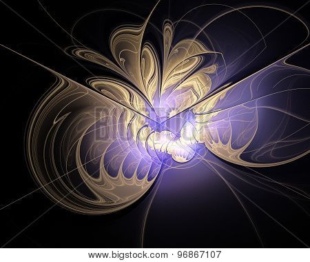 Abstract Fractal Design. Melting Gold And Violet Light.