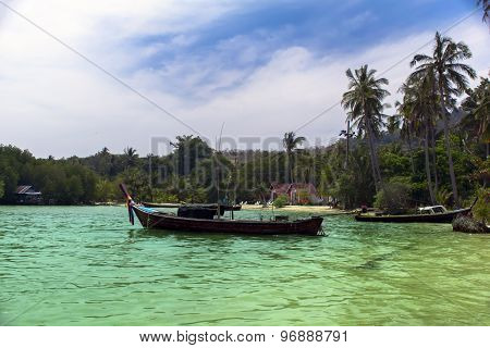 Fisherman Boats in Koh Muk Coast Line.