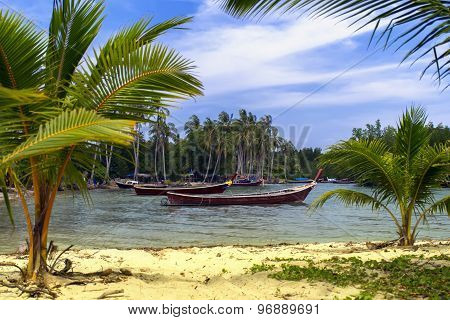 Fisherman Boats in Koh Mook Coast Line.