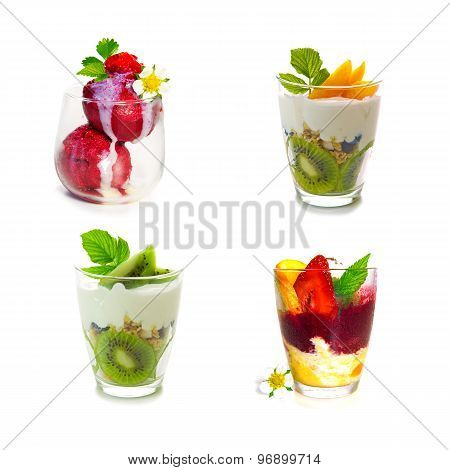 Fresh Yogurt With Kiwi And Fruit Ice
