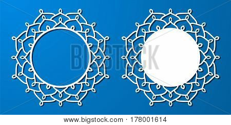 Vector Stencil Lacy Round Frame With Carved Openwork Pattern. Template For Interior Design, Layouts