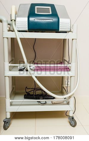 Profession workplace ablative resurfacing equipment concept. Professional machine in beautician spa salon.