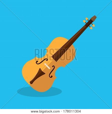 Classical violin in flat style. Violin icon. Vector stock.
