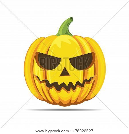 Happy halloween pumpkin with scary face vector isolated on white background