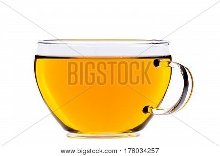 Cup of tea green chinese gunpowder tea isolated on white clipping-path included
