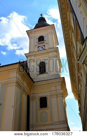 Market Square. Typical urban landscape in the city Sibiu, Transylvani