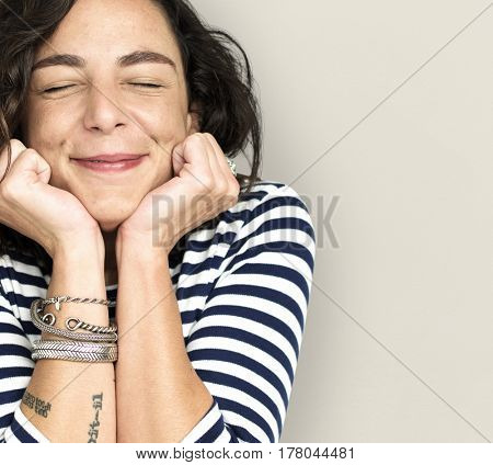 Woman Smile Emotion Expression Studio Portrait