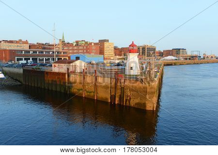 Saint John Coast Guard Base Lighthouse in Saint John Harbour, Saint John, New Brunswick, Canada.