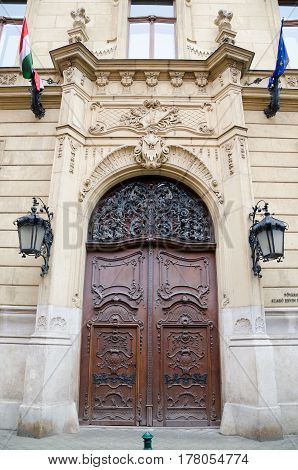 Vintage Door Of The Metropolitan Ervin Szabo Library In Budapest