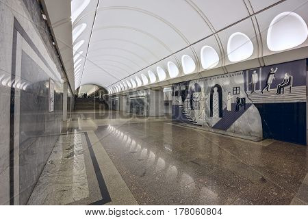 MOSCOW/ RUSSIA - MARCH 11, 2017. Metro station Dostoevskaya, opened 2010 in the center of Moscow, Russia