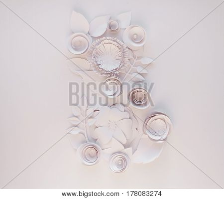 March 8 Women's Day Card With White Paper Flowers