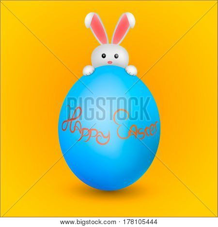 The white rabbit and egg. Happy easter