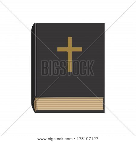 Flat style vector illustration of Holy Bible isolated on white. Church book.