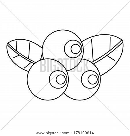 Blueberries with leaves icon. Outline illustration of blueberries with leavesvector icon for web