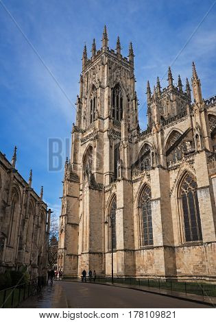 York Minster viewed from the South East in sunny day after the rain, UK