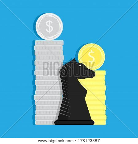 Financial strategy concept. Strategic management and target result vector illustration