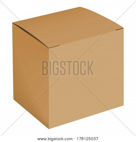 Blank cardboard box mockup. Realistic illustration of blank cardboard box vector mockup for web