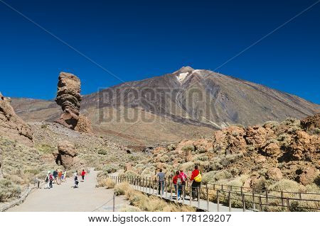 Teide And Roque Cinchado In Tenerife, Spain, Editorial