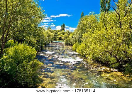 Krcic river stream ig freen landscape Knin Dalmatian Zagora Croatia