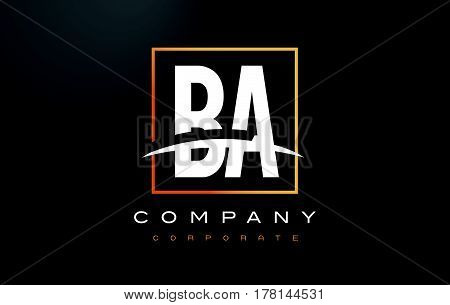 An A N Golden Letter Logo Design With Gold Square And Swoosh.