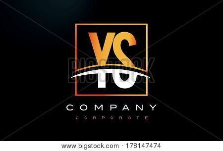 Ys Y S Golden Letter Logo Design With Gold Square And Swoosh.