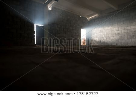 Floor just being cemented shot in a repaired studio