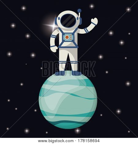 astronaut in uranus planet vector illustration eps 10