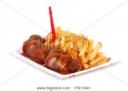 Kiełbasa curry i frytkami
