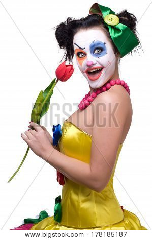 studio portrait of a young cute Clown